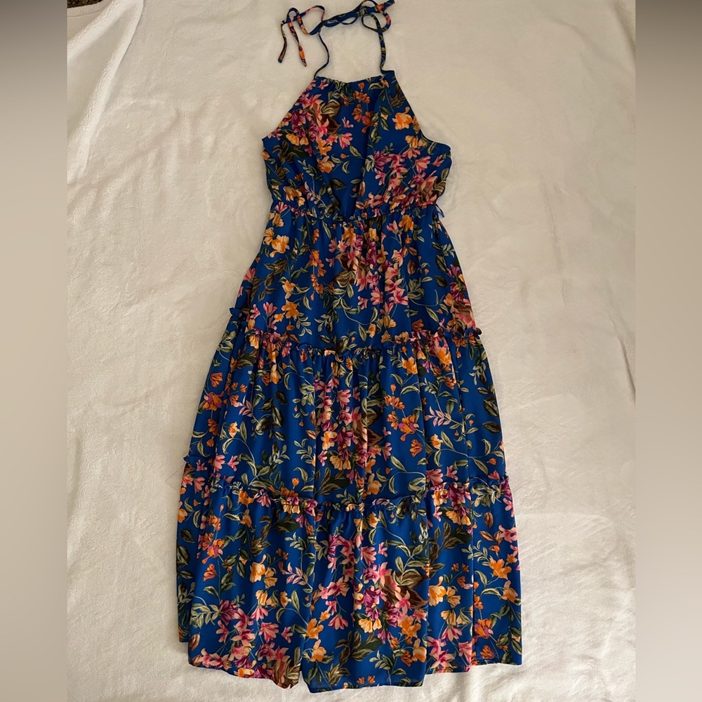 Flower Blue Maxi Dress